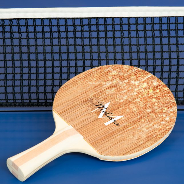 Raquette De Ping Pong Empreinte en bois de bambou orange brillant Monogr (Insitu)