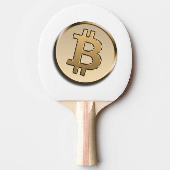 Raquette de ping pong en Bitcoin doré (Devant)