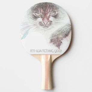 Raquette De Ping Pong En Colère Mignonne Cate Face Vous Regardant