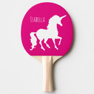 Raquette De Ping Pong Enfants pourpres roses de silhouette de licorne
