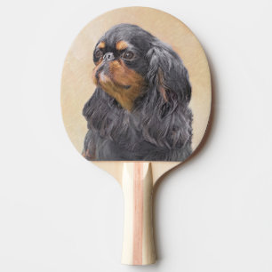 Raquette De Ping Pong English Toy Spaniel Peinture Animal Art original