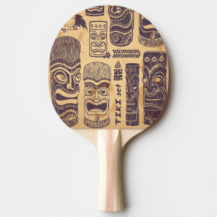 Raquette De Ping Pong Ensemble Tiki Vintage cool Grunge