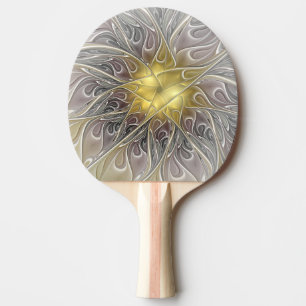 Raquette De Ping Pong Épanouissement avec fleur fractale abstraite moder
