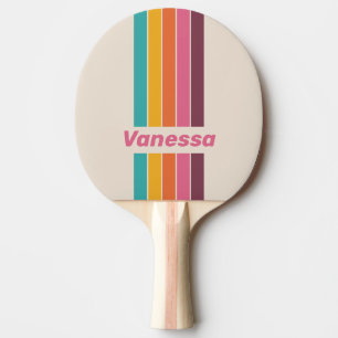 Raquette De Ping Pong Épingle arc-en-ciel de bonbons vintage avec nom