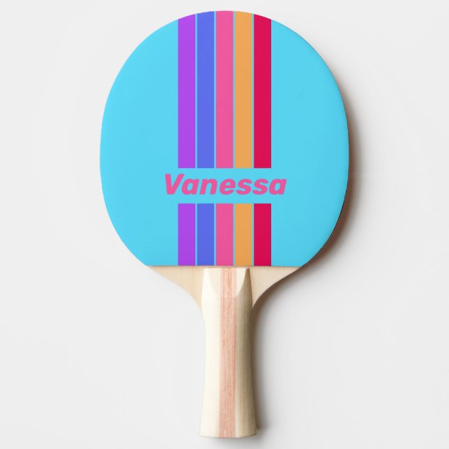 Raquette De Ping Pong Épingle en verre de mer rayée avec nom (Devant)
