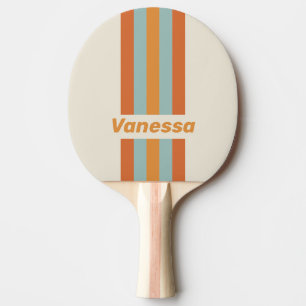 Raquette De Ping Pong Épingle Fleur du Désert Vintage Rayée avec Nom