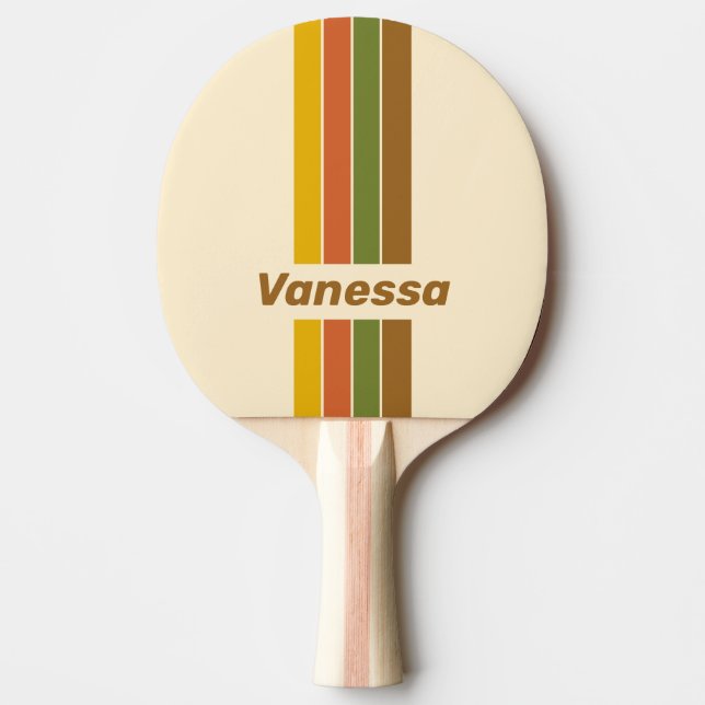 Raquette De Ping Pong Épingle Trèfle au Lever du Soleil Rayée avec Nom (Devant)