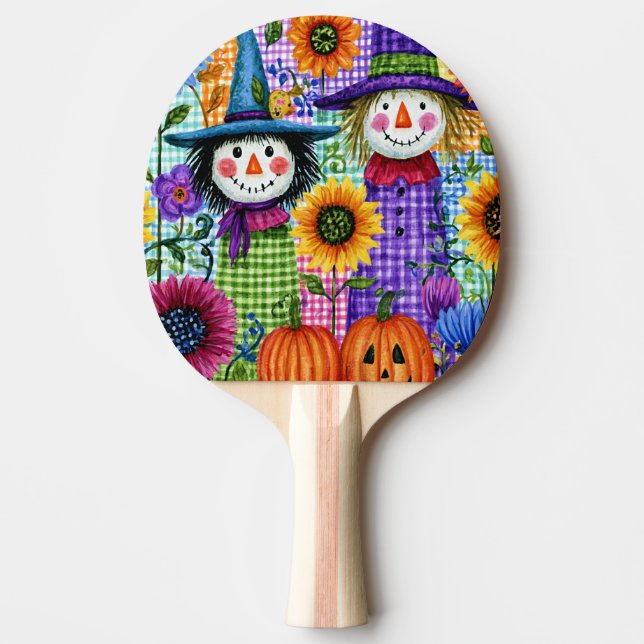 Raquette De Ping Pong Épouvantails et citrouilles, Halloween, (Devant)