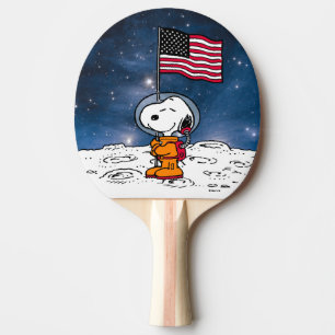 Raquette De Ping Pong ESPACE   Snoopy avec astronaute du drapeau