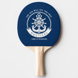 Raquette De Ping Pong Esprit nautique Ancre, Roue, Bleu marine