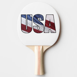 Raquette De Ping Pong États-Unis en rouge blanc et bleu drapeau patrioti
