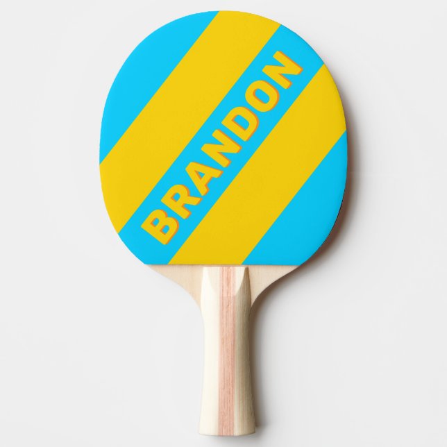 Raquette De Ping Pong Été Rétro Plage Rayures Gras avec Nom (Devant)