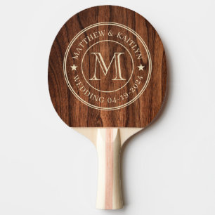 Raquette De Ping Pong Étoile de mariage en bois de cerisier antique avec