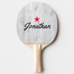 Raquette De Ping Pong Étoile Vintage en Bois Gris Clair Signature
