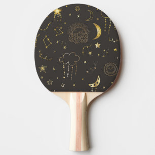 Raquette De Ping Pong Étoiles Célestes, Lune et Constellations