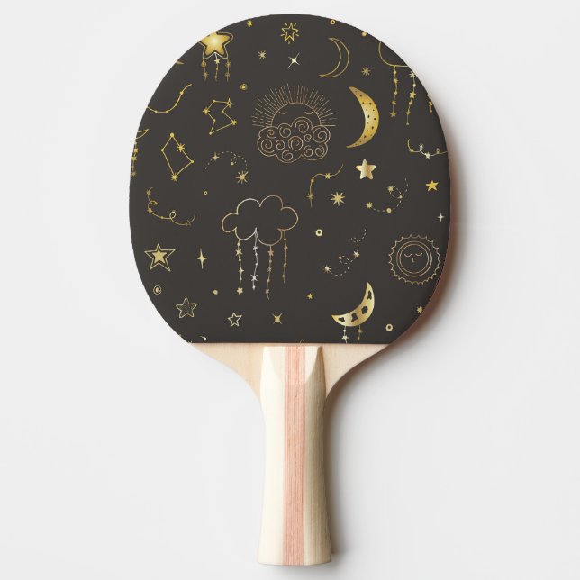 Raquette De Ping Pong Étoiles Célestes, Lune et Constellations (Devant)