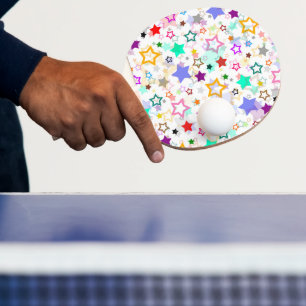 Raquette De Ping Pong Étoiles colorées blanches 