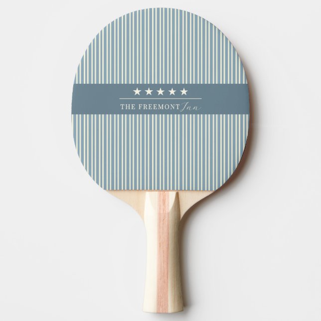 Raquette De Ping Pong Étoiles Rayures Crème Bleue (Devant)
