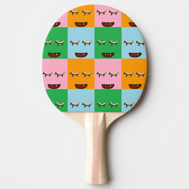 Raquette De Ping Pong Face de bloc de monstre souriant (Devant)