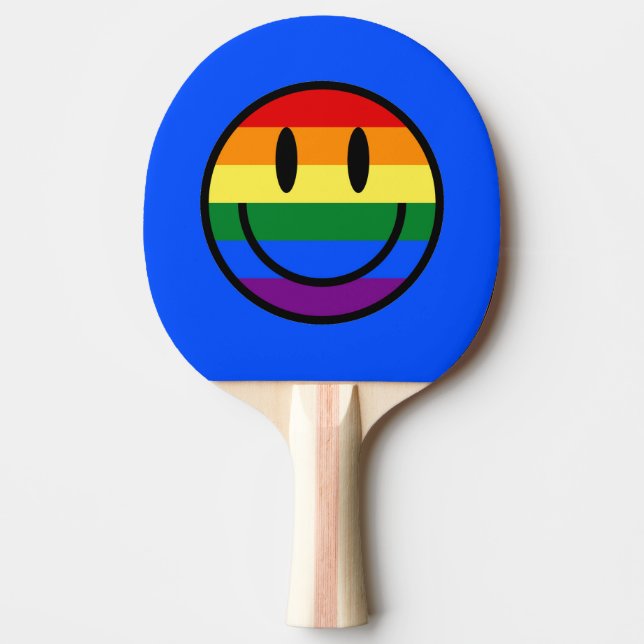 Raquette De Ping Pong Face souriante arc-en-ciel (Devant)