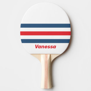 Raquette De Ping Pong Facteur Nostalgique à travers les rayures avec nom