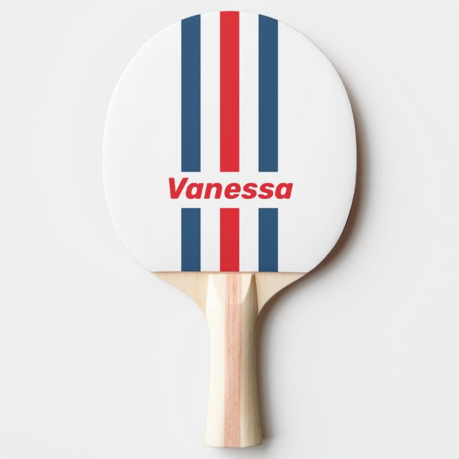 Raquette De Ping Pong Facteur Rayures Nostalgiques avec Nom (Devant)