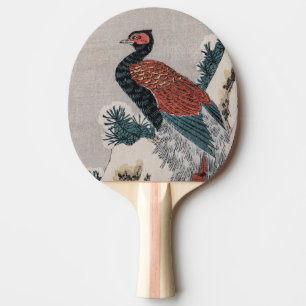 Raquette De Ping Pong Faisan près d'une cascade enneigée par Utagawa Hir