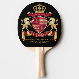 Raquette De Ping Pong Faites votre propre blason Red Gold Unicorn Emblem