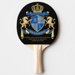 Raquette De Ping Pong Faites votre propre blason Unicorn Emblem Bleu