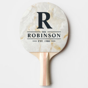 Raquette De Ping Pong Famille de pierre de marbre Calacatta Gold Nom et 