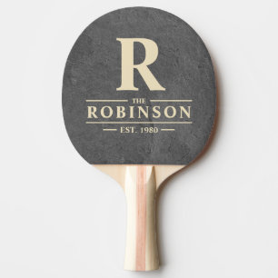 Raquette De Ping Pong Famille Pierre Ardoise Foncée Nom & Initiale
