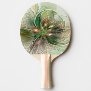 Raquette De Ping Pong Fantaisie Abstraite Moderne Fleur Fractale Colorée