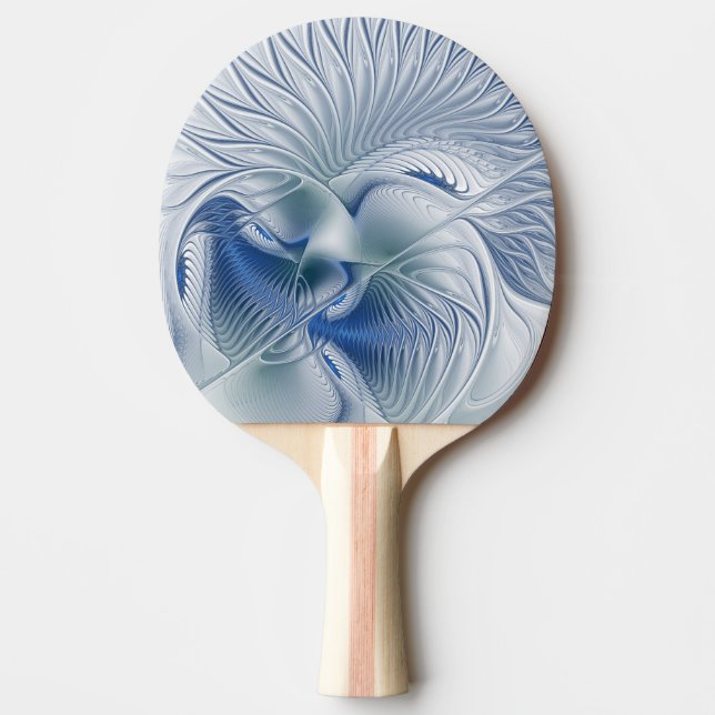 Raquette De Ping Pong Fantaisie dynamique Abstrait Tons bleus Art fracta (Devant)