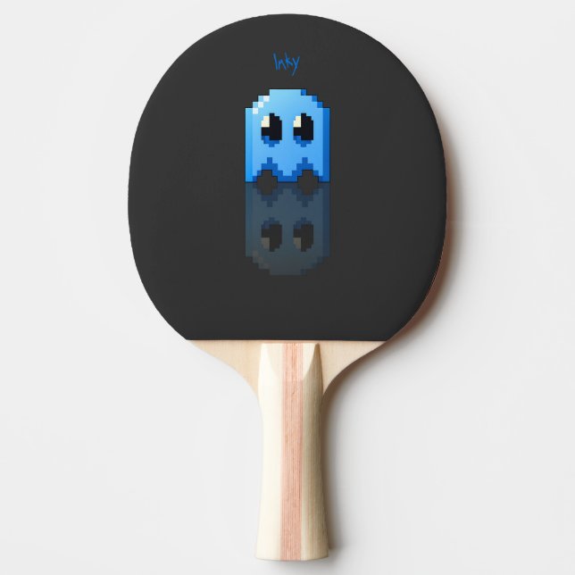 Raquette De Ping Pong fantôme bleu nom perso fanart PacMan noir (Devant)