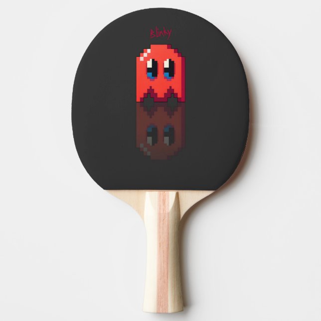 Raquette De Ping Pong fantôme rouge nom perso fanart PacMan noir (Devant)