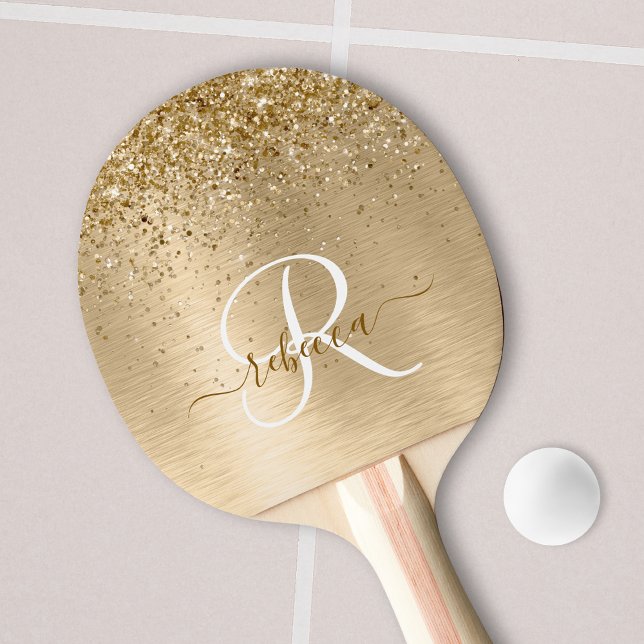 Raquette De Ping Pong Faux Gold brossé Parties scintillant métallique Im (Créateur téléchargé)