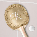 Raquette De Ping Pong Faux Gold brossé Parties scintillant métallique Im<br><div class="desc">Personnalisez facilement cette pagaie de ping-pong chic et branchée avec une jolie parties scintillant en faux or brillant sur un arrière - plan métallique brossé en or.</div>