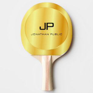 Raquette De Ping Pong Faux Gold Metallo Look Monogramme Modèle