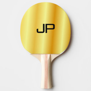 Raquette De Ping Pong Faux Gold Metallo Look Monogramme Nom personnalisé