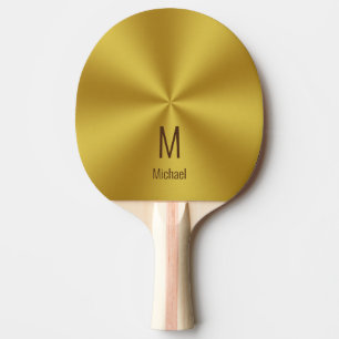 Raquette De Ping Pong Faux Gold Nom & Monogramme