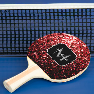 Raquette De Ping Pong Faux paillettes rouge foncé éclats de glamour Mono
