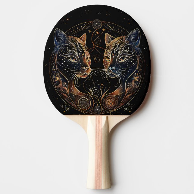Raquette De Ping Pong Feline artistique Cercle Twin Cats (Devant)