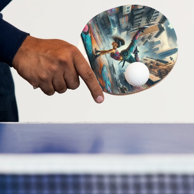 Raquette De Ping Pong Femmes en action de Breakdancer Silhouette de New  (Insitu)