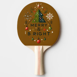 Raquette De Ping Pong Festive Joyeux et brillant Design d'arbre de Noël