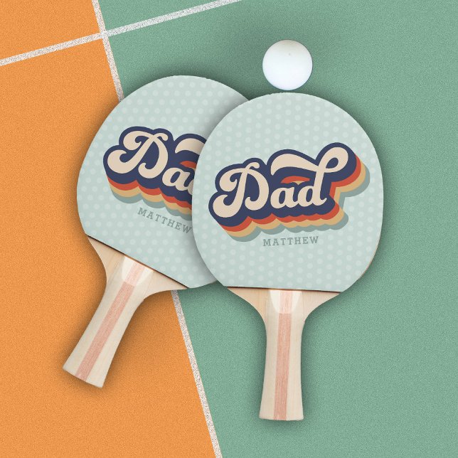 Raquette De Ping Pong Fête des pères de nom personnalisé Retro Papa (Créateur téléchargé)