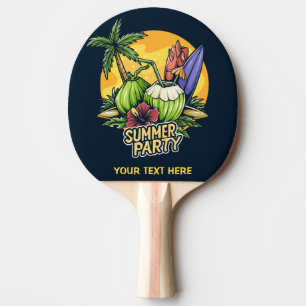 Raquette De Ping Pong Fête d'été Tropical Texte Personnalisé