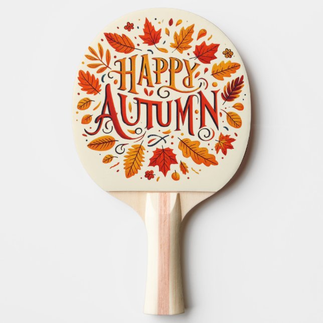 Raquette De Ping Pong feuille classique et automne heureux (Devant)