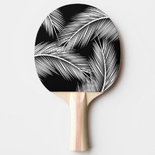 Raquette De Ping Pong Feuilles de paume blanc sur arrière - plan de coul