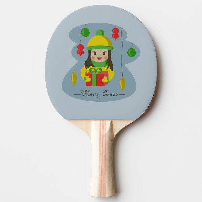 Raquette De Ping Pong Fille avec boîte cadeau de Noël (Devant)