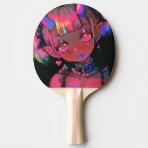 Raquette De Ping Pong Fille Démon Kawaii Néon Goth Pastel